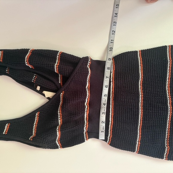 Chic Black and Orange Striped Knit Midi Dress - Picture 6 of 8